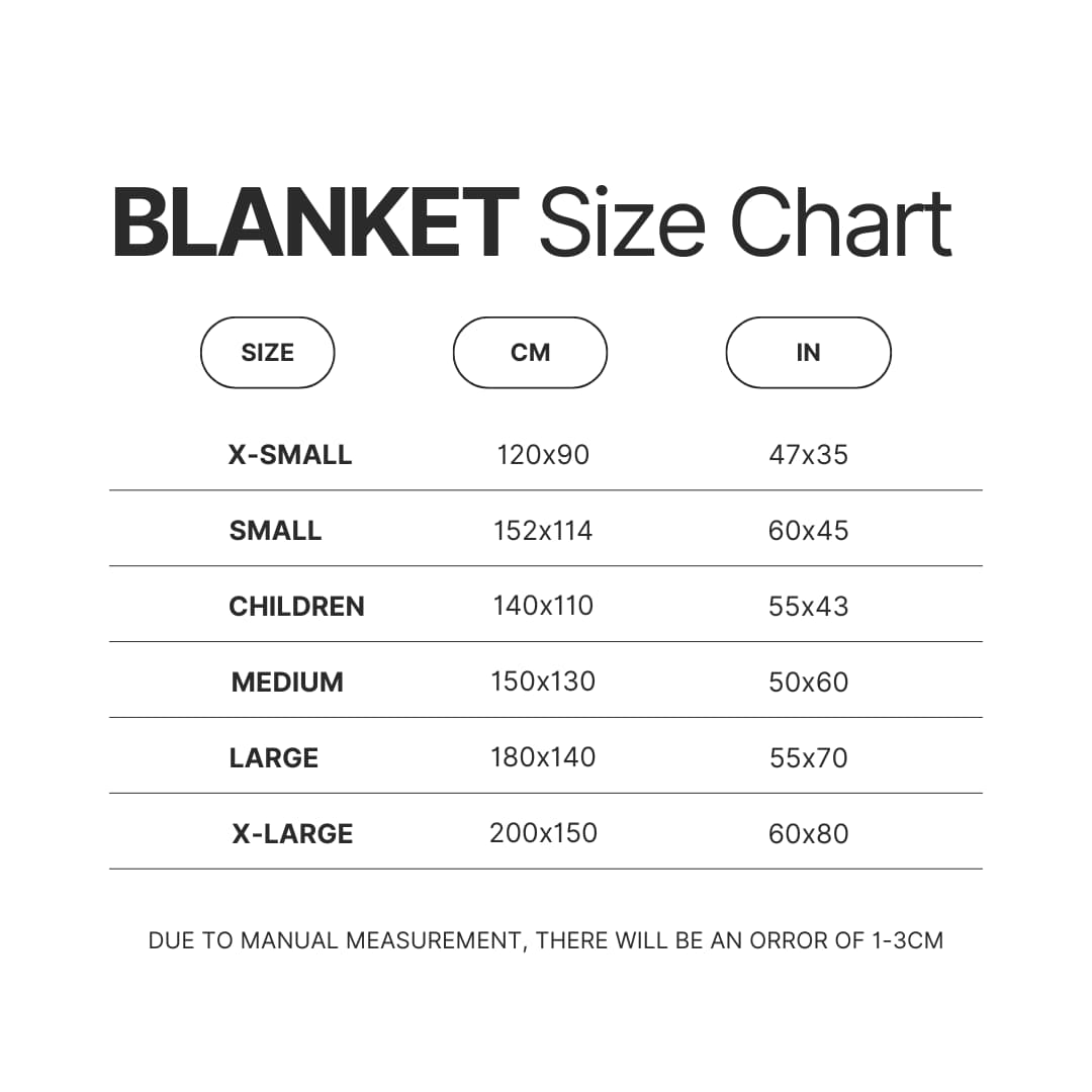 Blanket Size Chart - Hozier Merch