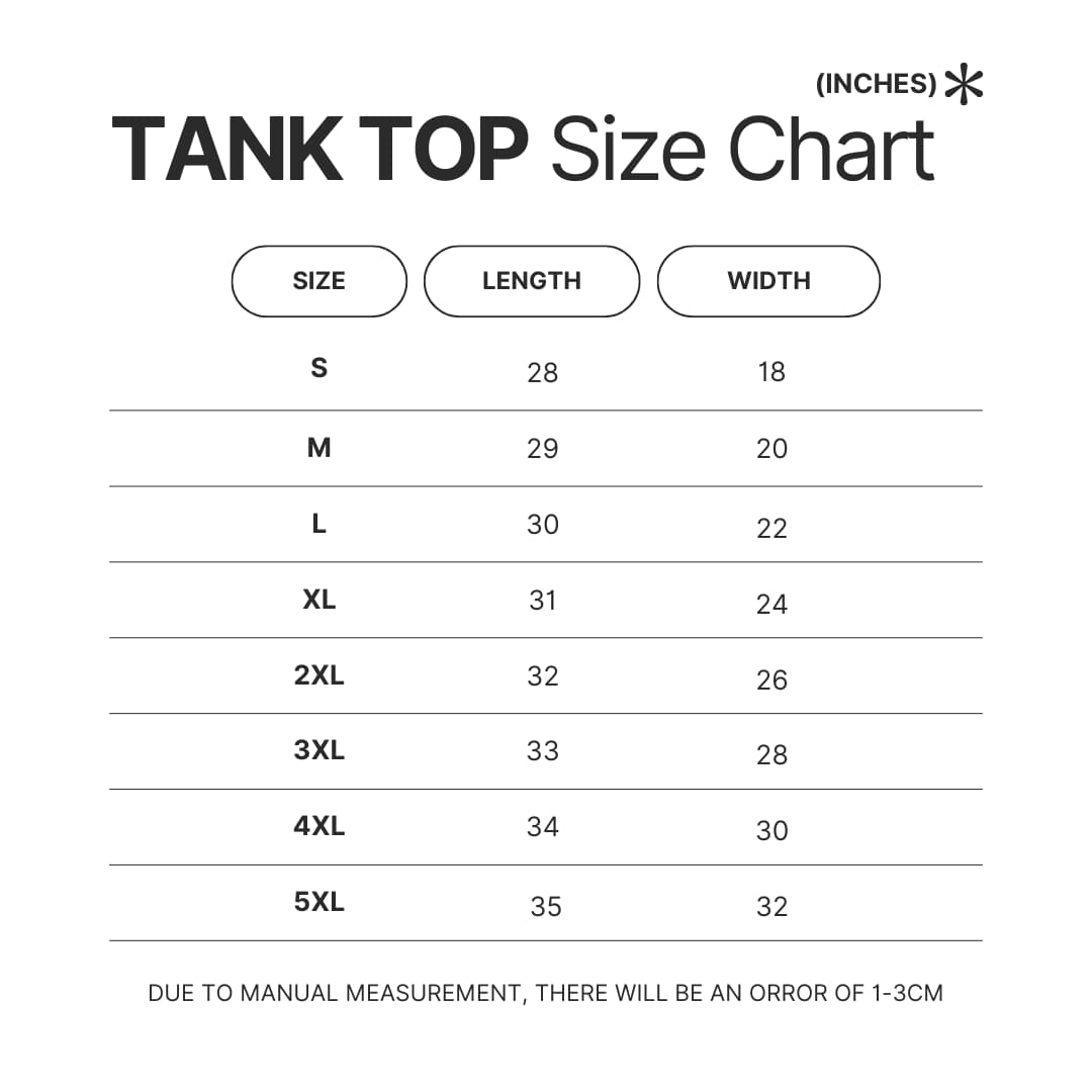 Tank Top Size Chart - Hozier Merch
