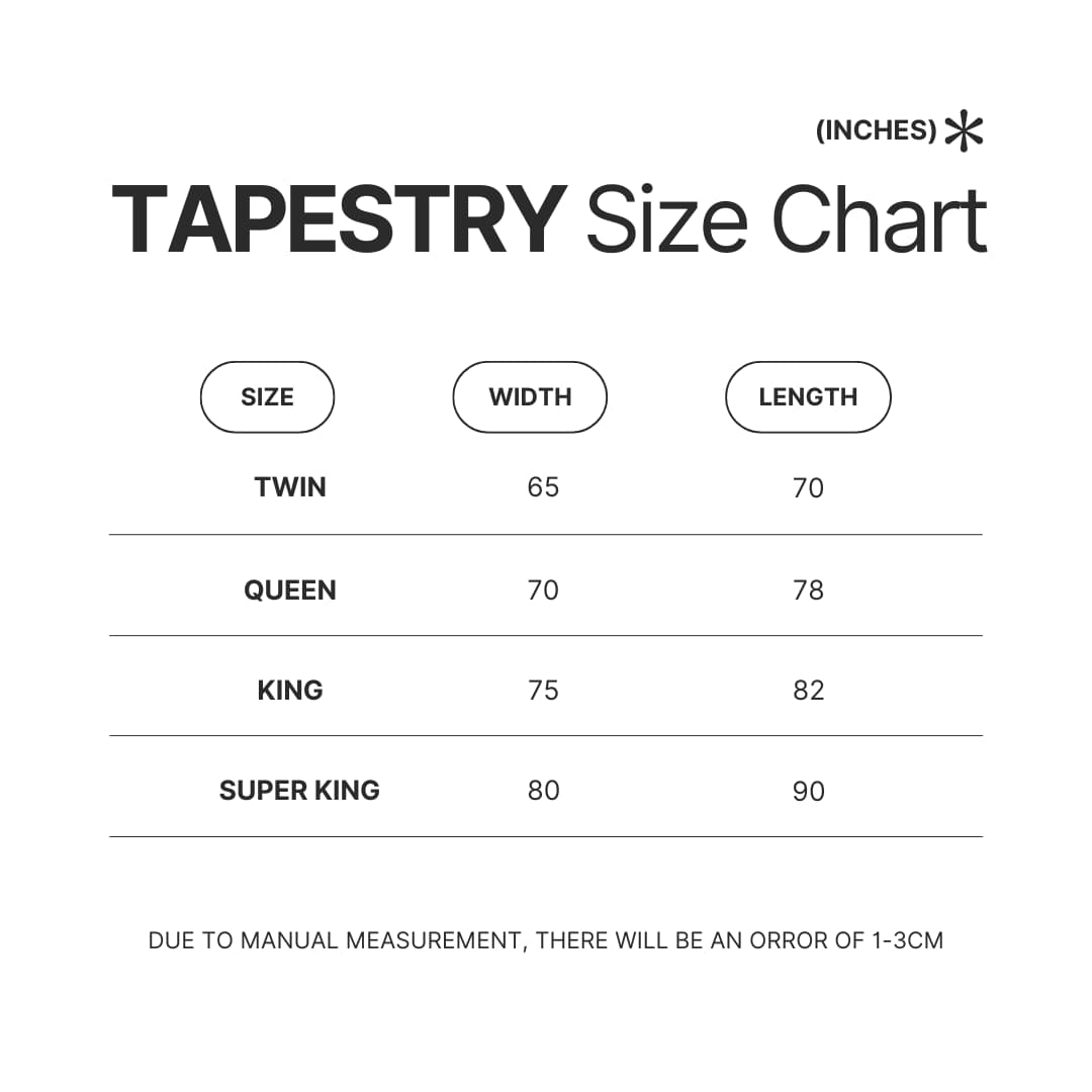 Tapestry Size Chart - Hozier Merch