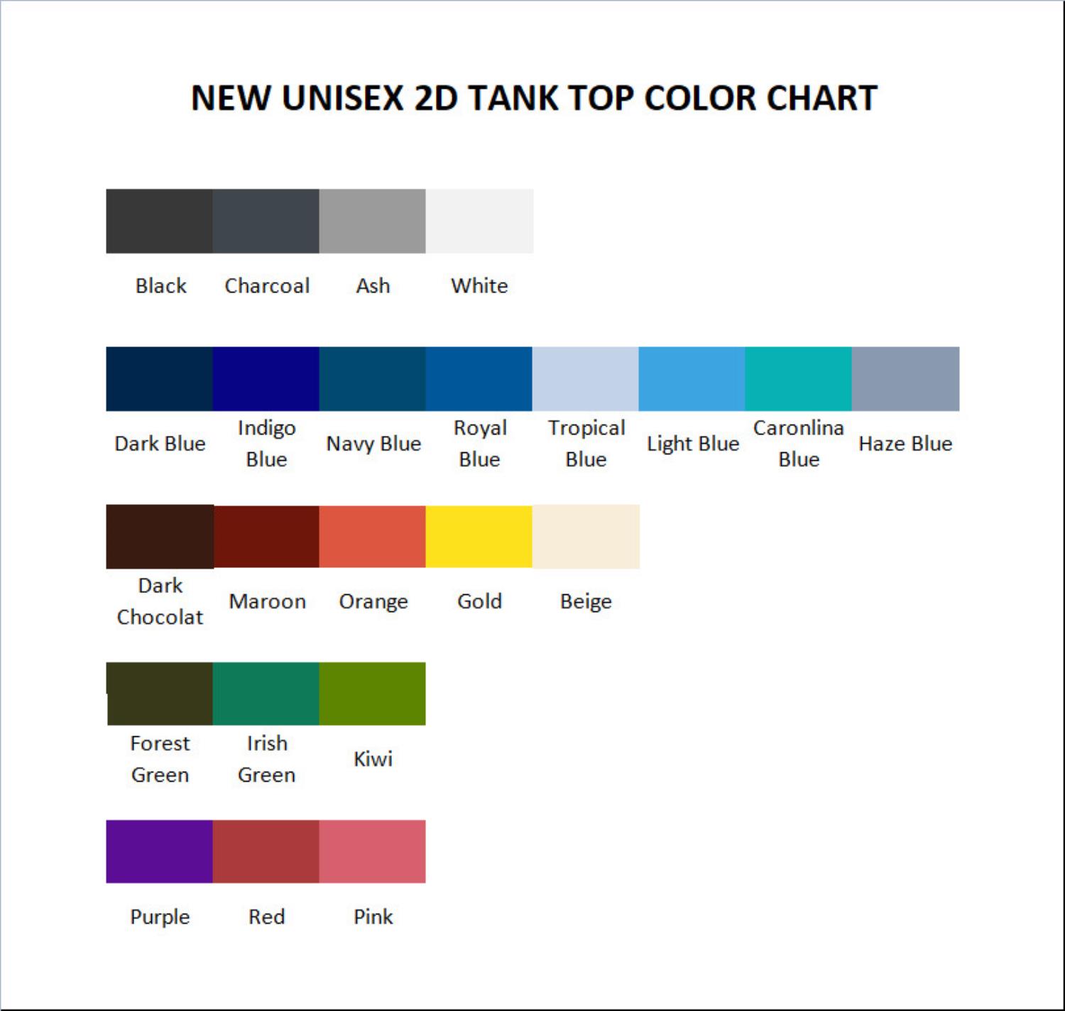 tank top color chart - Hozier Merch